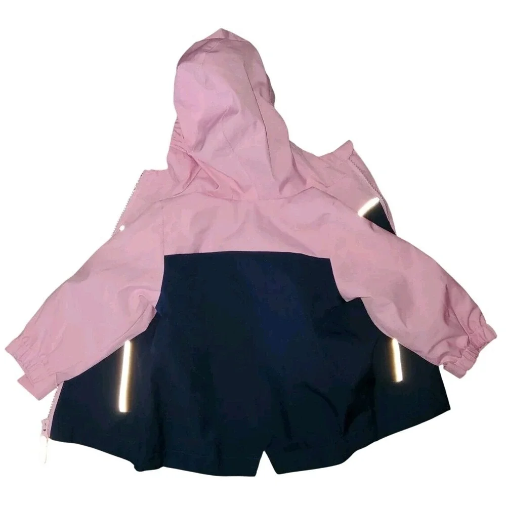 Swiss Tech Pink Navy‎ Blue Reflective Hooded Windbreaker Jacket Kids 12M